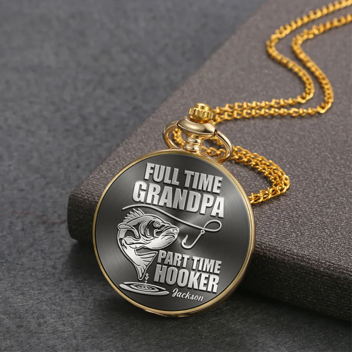 Full Time Dad - Personalized Custom Print Pocket Watch - Image 3