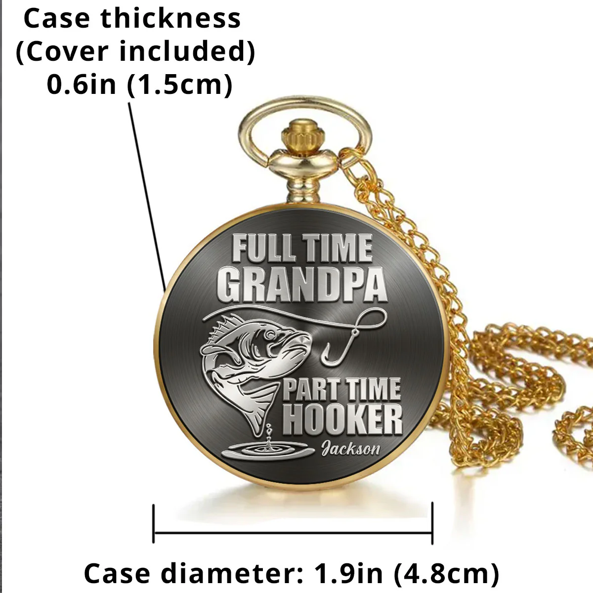 Full Time Dad - Personalized Custom Print Pocket Watch - Image 5