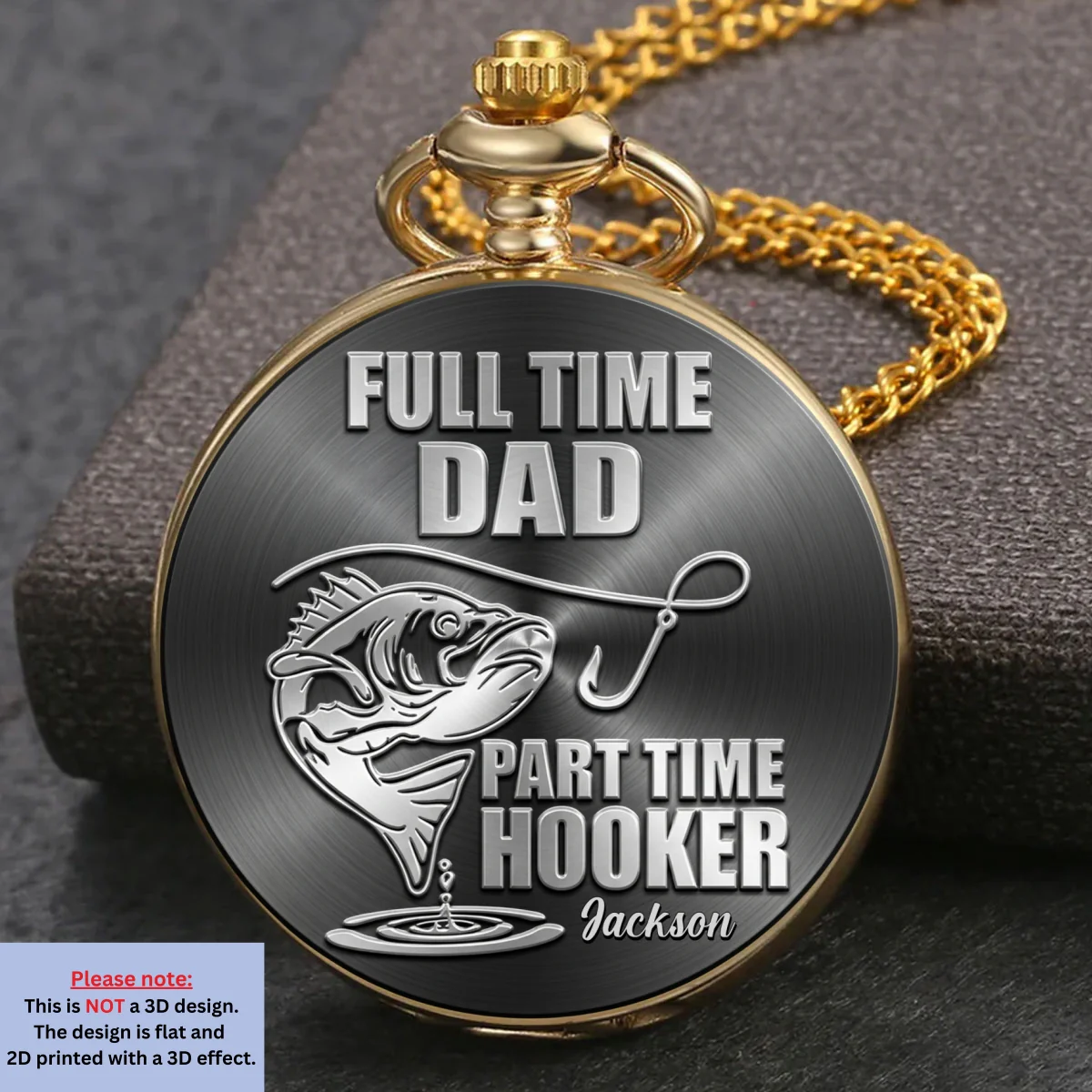 Full Time Dad - Personalized Custom Print Pocket Watch - Image 7