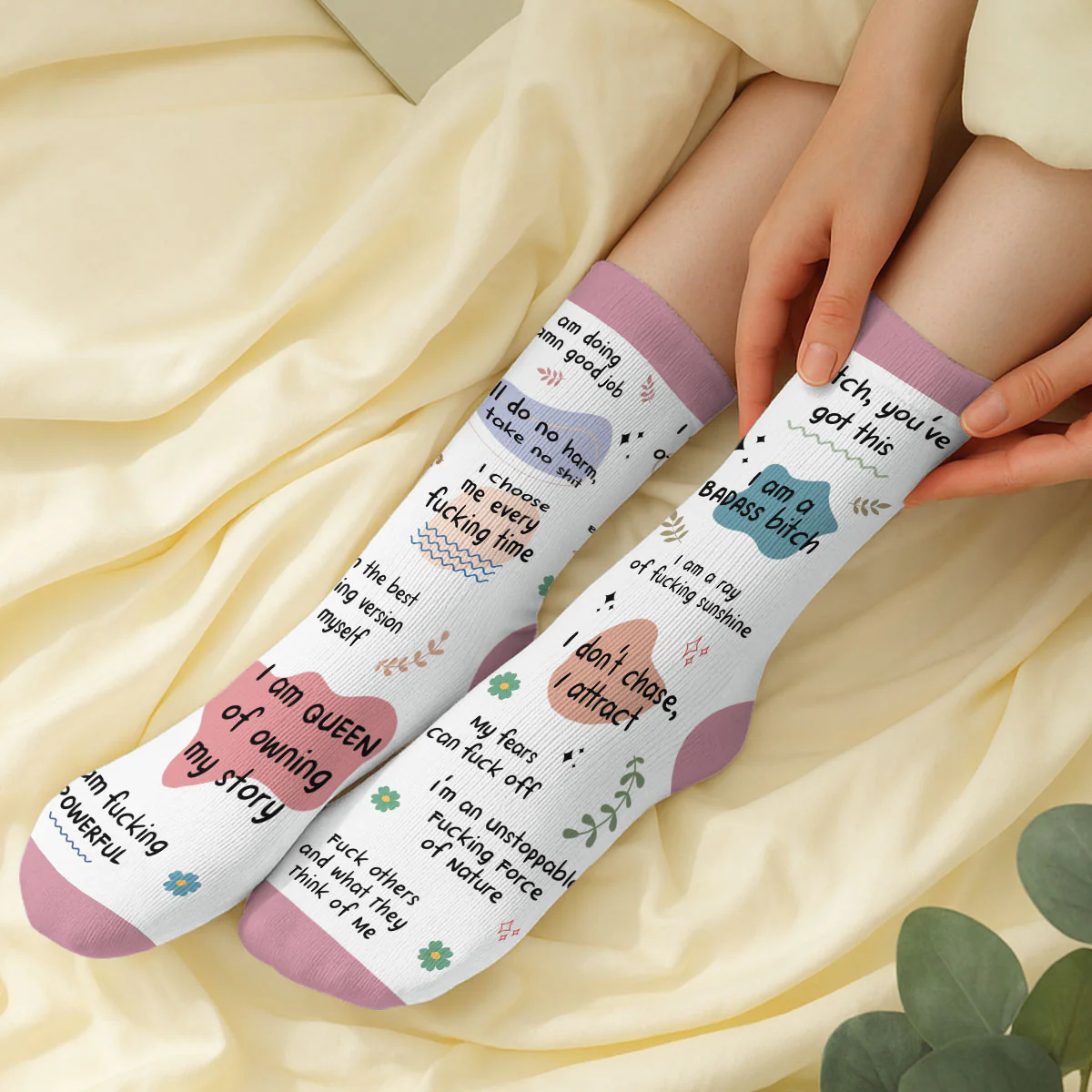 Funny Affirmations - Personalized Custom Crew Socks - Image 2