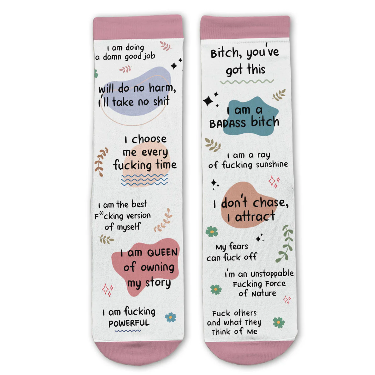 Funny Affirmations - Personalized Custom Crew Socks - Image 5