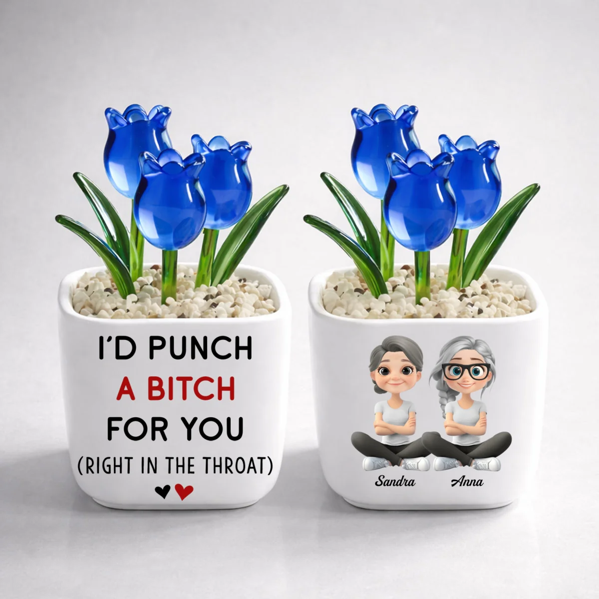 Funny Best Friend - Personalized Custom Glass Everlasting Tulips - Image 10