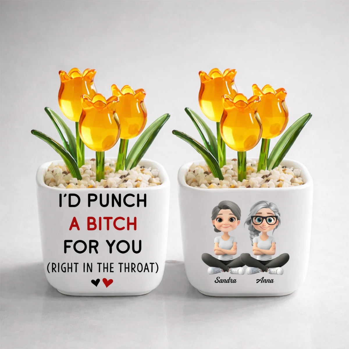 Funny Best Friend - Personalized Custom Glass Everlasting Tulips - Image 13