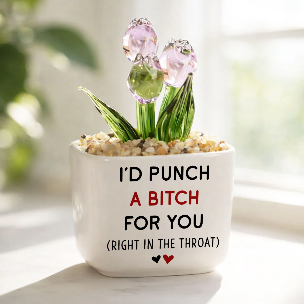 Funny Best Friend - Personalized Custom Glass Everlasting Tulips - Image 2