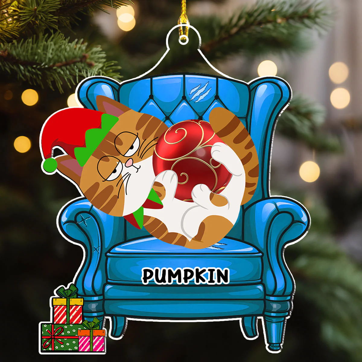 Funny Cat Christmas - Personalized Custom Acrylic Ornament - Image 4