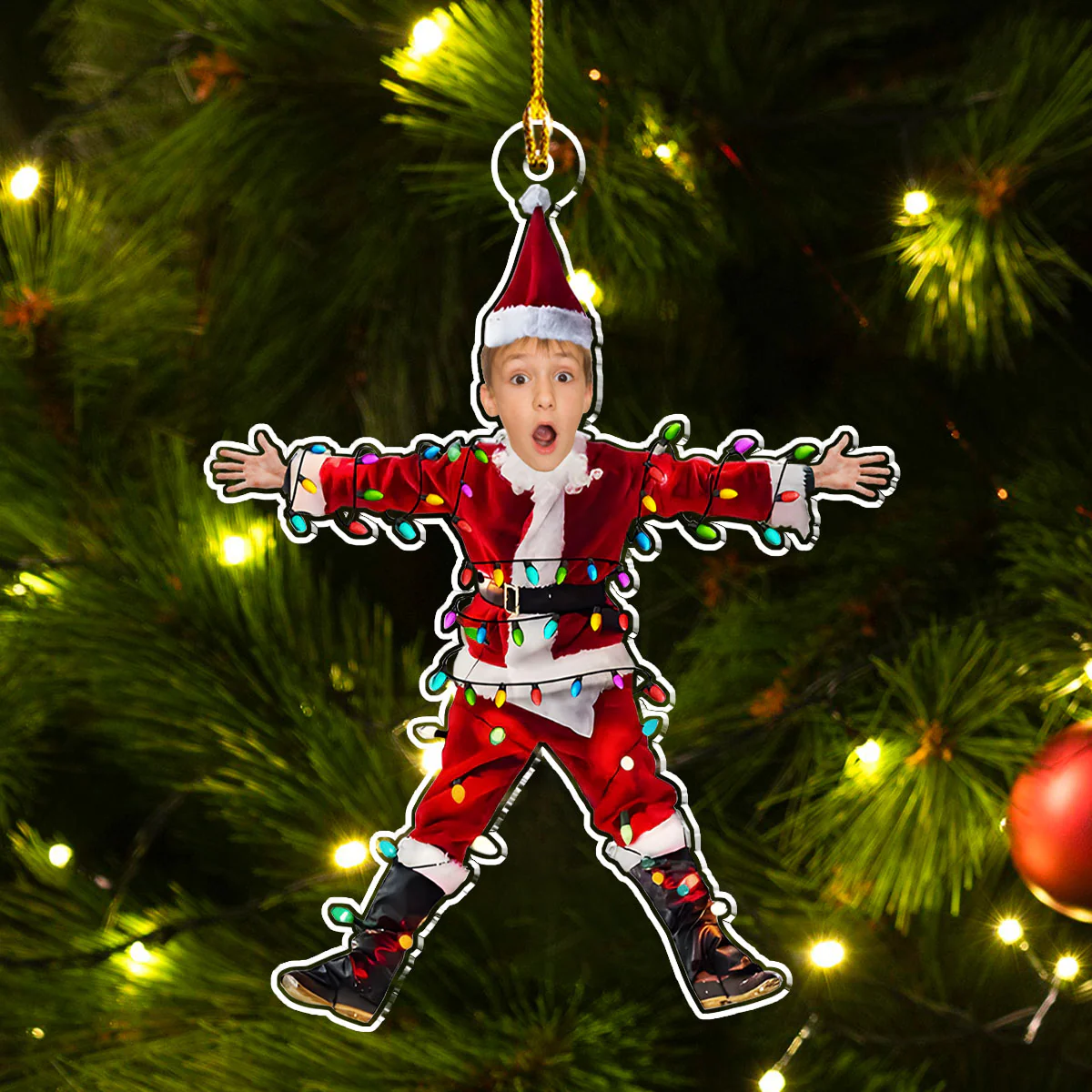 Funny Christmas Shocked Custom Face - Personalized Custom Acrylic Ornament - Image 3