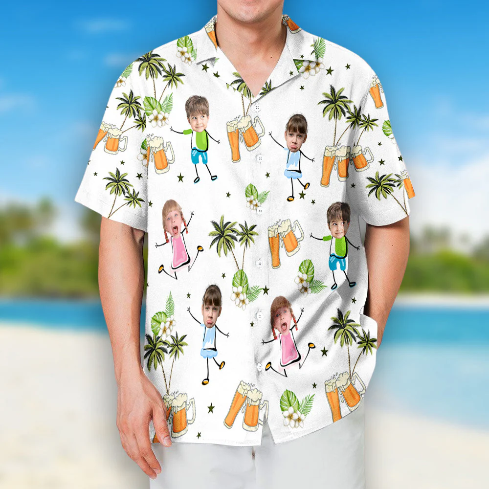Funny Faces For A Fun Dad - Personalized Custom Hawaiian Shirt - Image 2