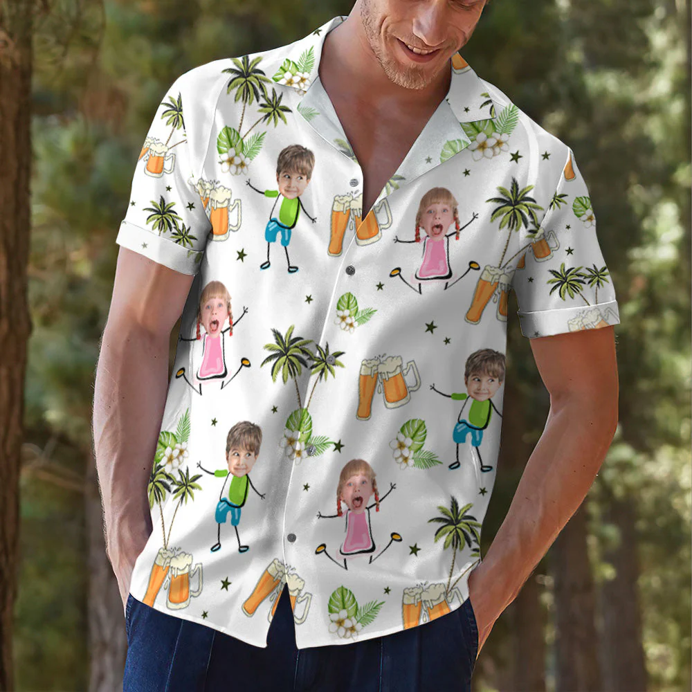 Funny Faces For A Fun Dad - Personalized Custom Hawaiian Shirt - Image 3