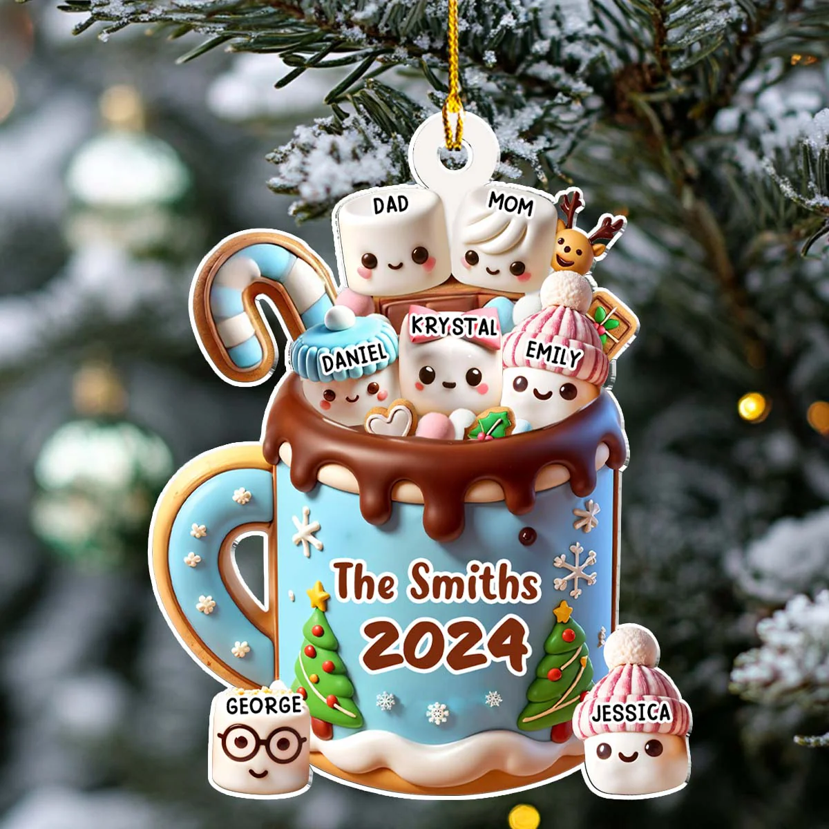 Funny Family - Personalized Custom Acrylic Ornament - Image 4