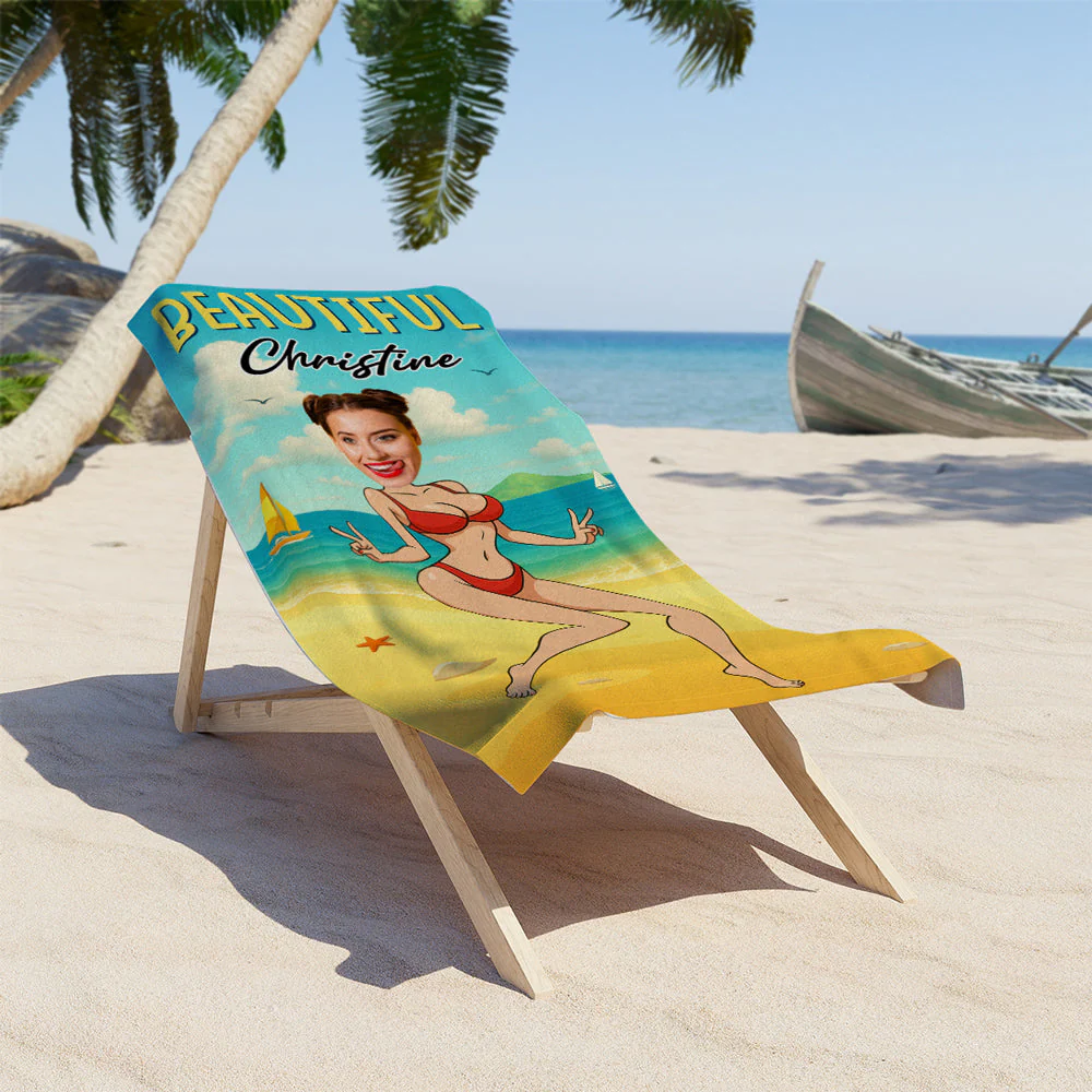 Funny Sexy Couple - Personalized Custom Beach Towel - Image 4