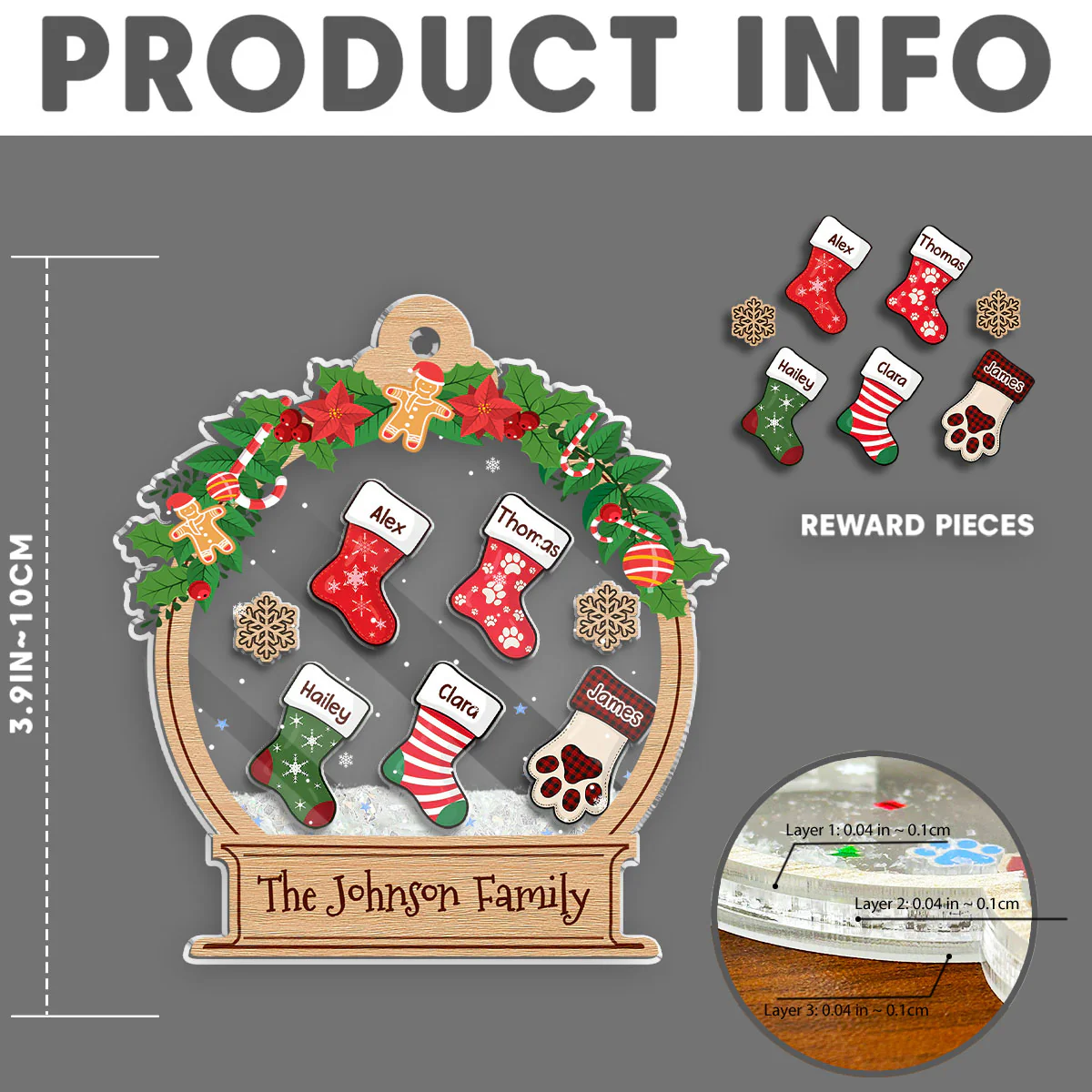 Funny Stocking - Personalized Custom Acrylic Shaker Ornament - Image 3