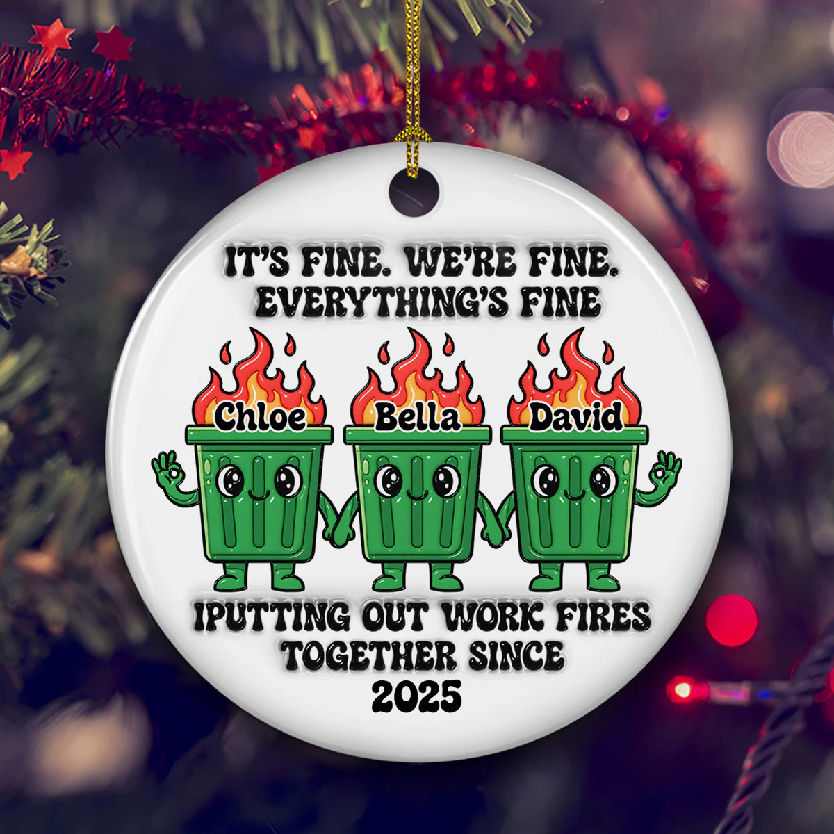 Funny Teamwork - Personalized Custom 3D Effect Ceramic Ornament  - Image 4