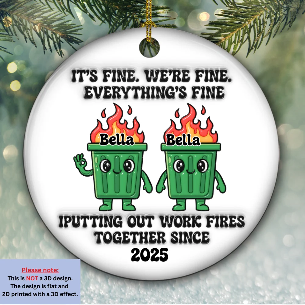 Funny Teamwork - Personalized Custom 3D Effect Ceramic Ornament  - Image 5