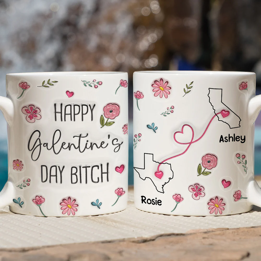 Galentine Club Knows No Distance - Personalized Custom 3D Inflated Effect Mug - Image 5