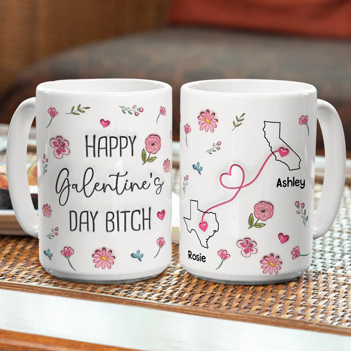 Galentine Club Knows No Distance - Personalized Custom 3D Inflated Effect Mug - Image 8