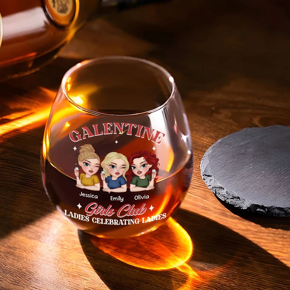 Galentine Girls Club - Personalized Custom Wine Glass - Image 4