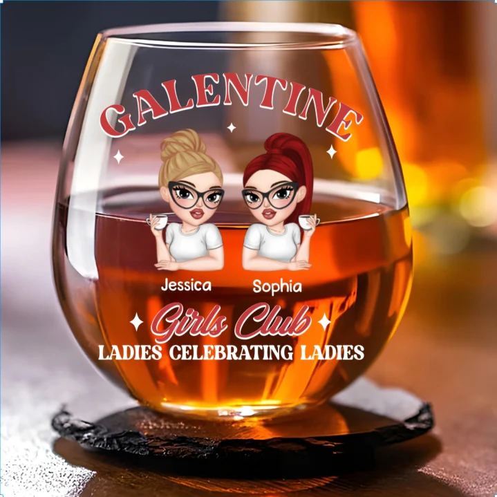 Galentine Girls Club - Personalized Custom Wine Glass - Image 5