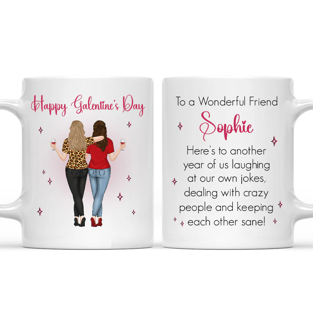 Galentines Valentines Besties - Personalized Custom Coffee Mug
