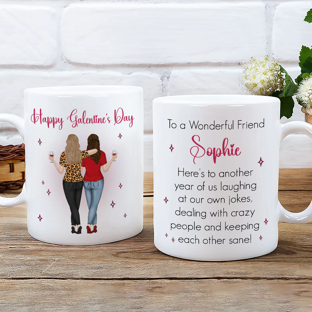 Galentines Valentines Besties - Personalized Custom Coffee Mug - Image 2