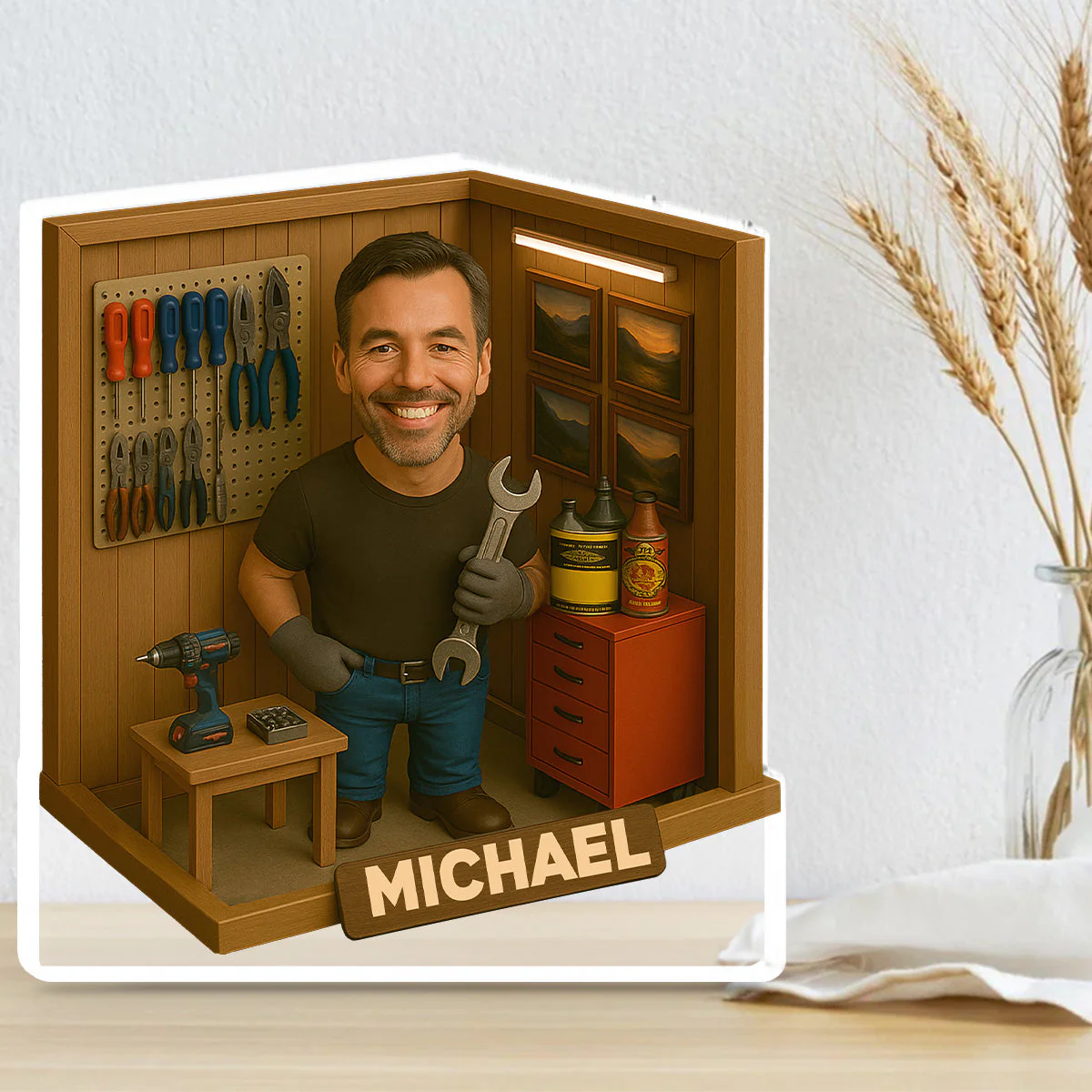 Garage With Daddy - Personalized Custom Acrylic Plaque - Image 2