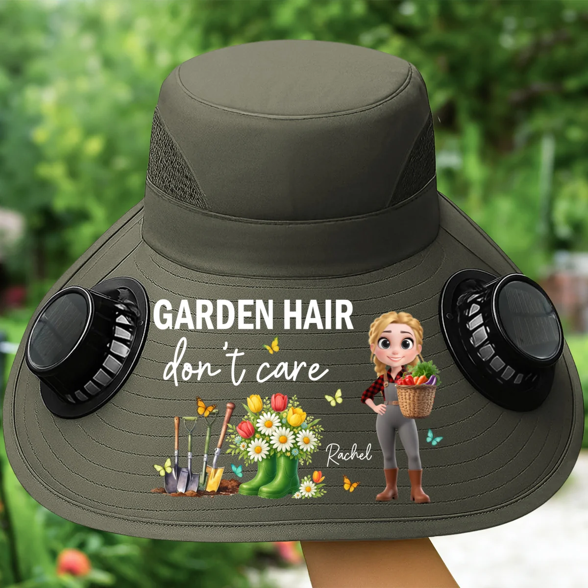 Garden Hair Do Not Care - Personalized Custom Solar Fan Hat - Image 10