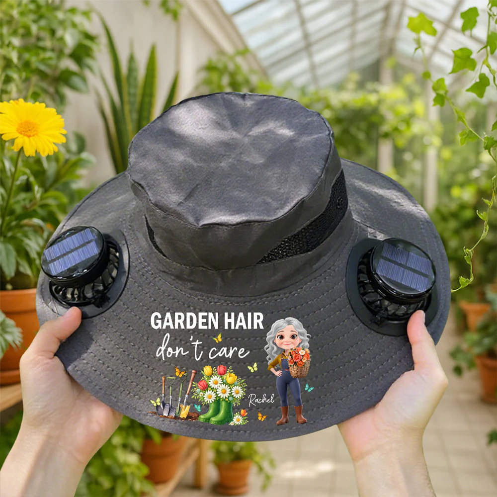 Garden Hair Do Not Care - Personalized Custom Solar Fan Hat - Image 2