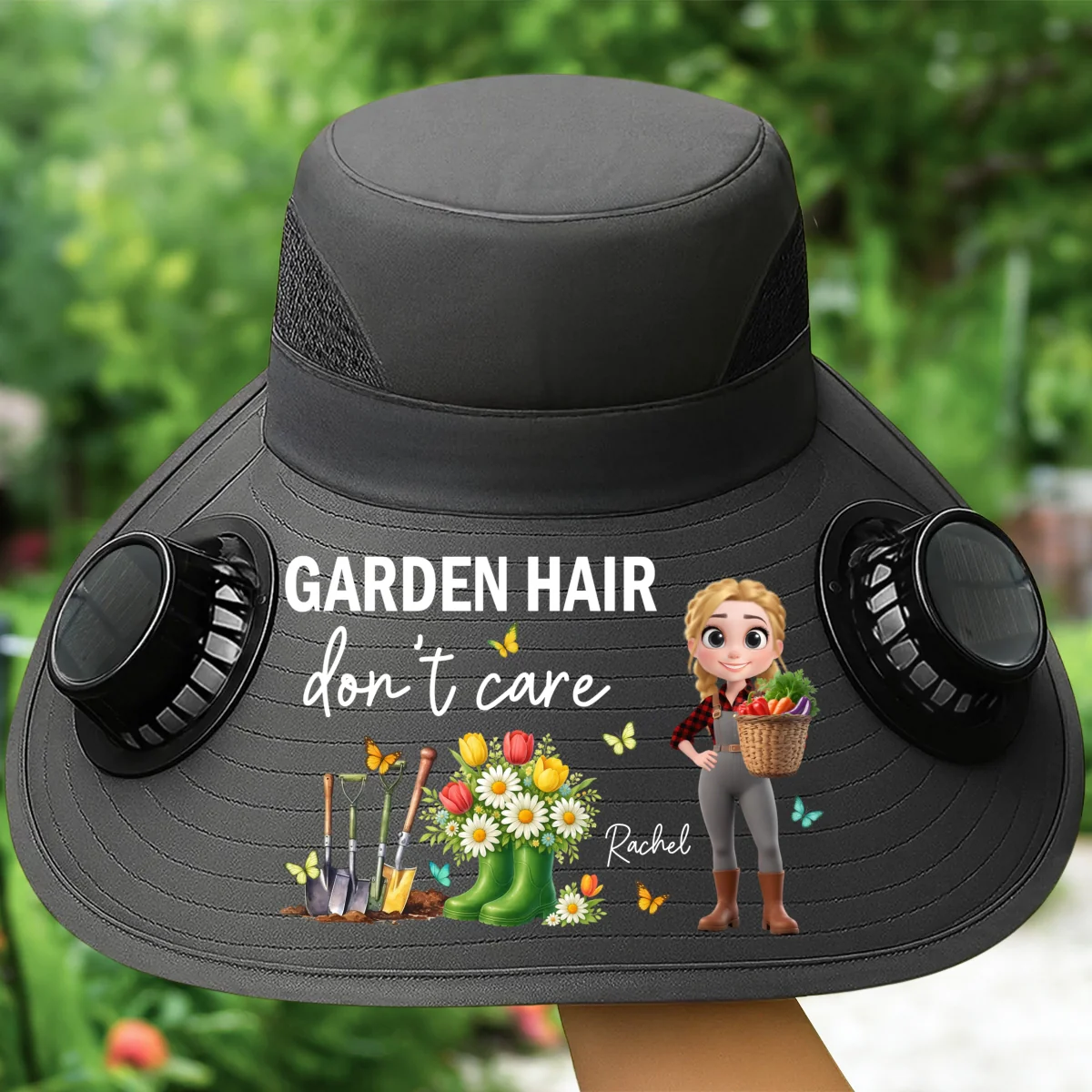 Garden Hair Do Not Care - Personalized Custom Solar Fan Hat - Image 8