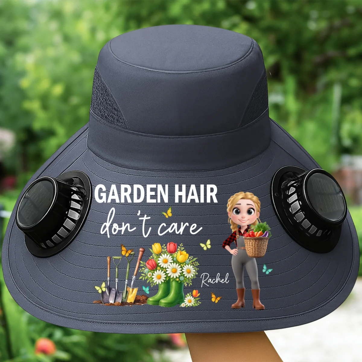Garden Hair Do Not Care - Personalized Custom Solar Fan Hat - Image 9