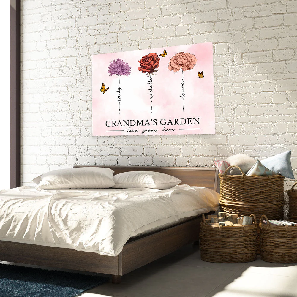 Garden Love Of Grandma Grows Here Beautiful Birth Month Flower - Personalized Custom Poster - Image 2