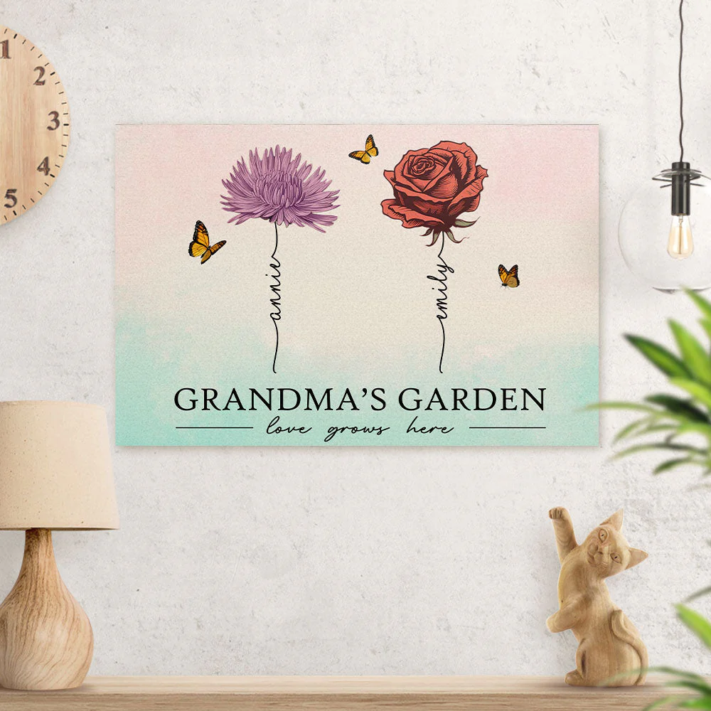 Garden Love Of Grandma Grows Here Beautiful Birth Month Flower - Personalized Custom Poster - Image 3