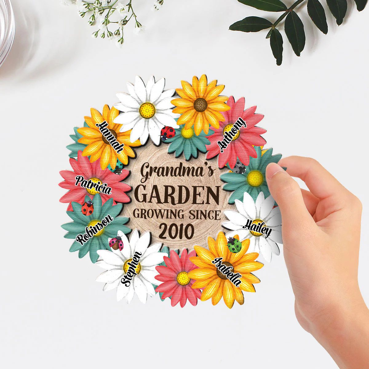 Garden Of Grandma Growing Since - Personalized Wooden Plaque - Image 2