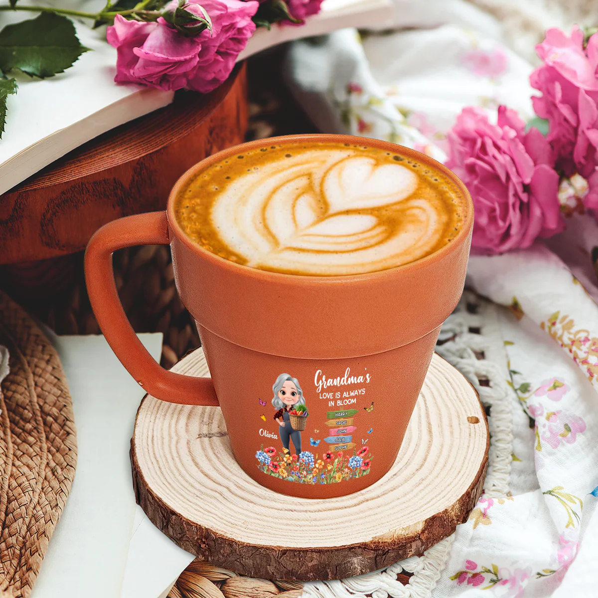Garden Of Grandma Love Is Always In Bloom - Personalized Custom Plant Pot Mug - Image 2