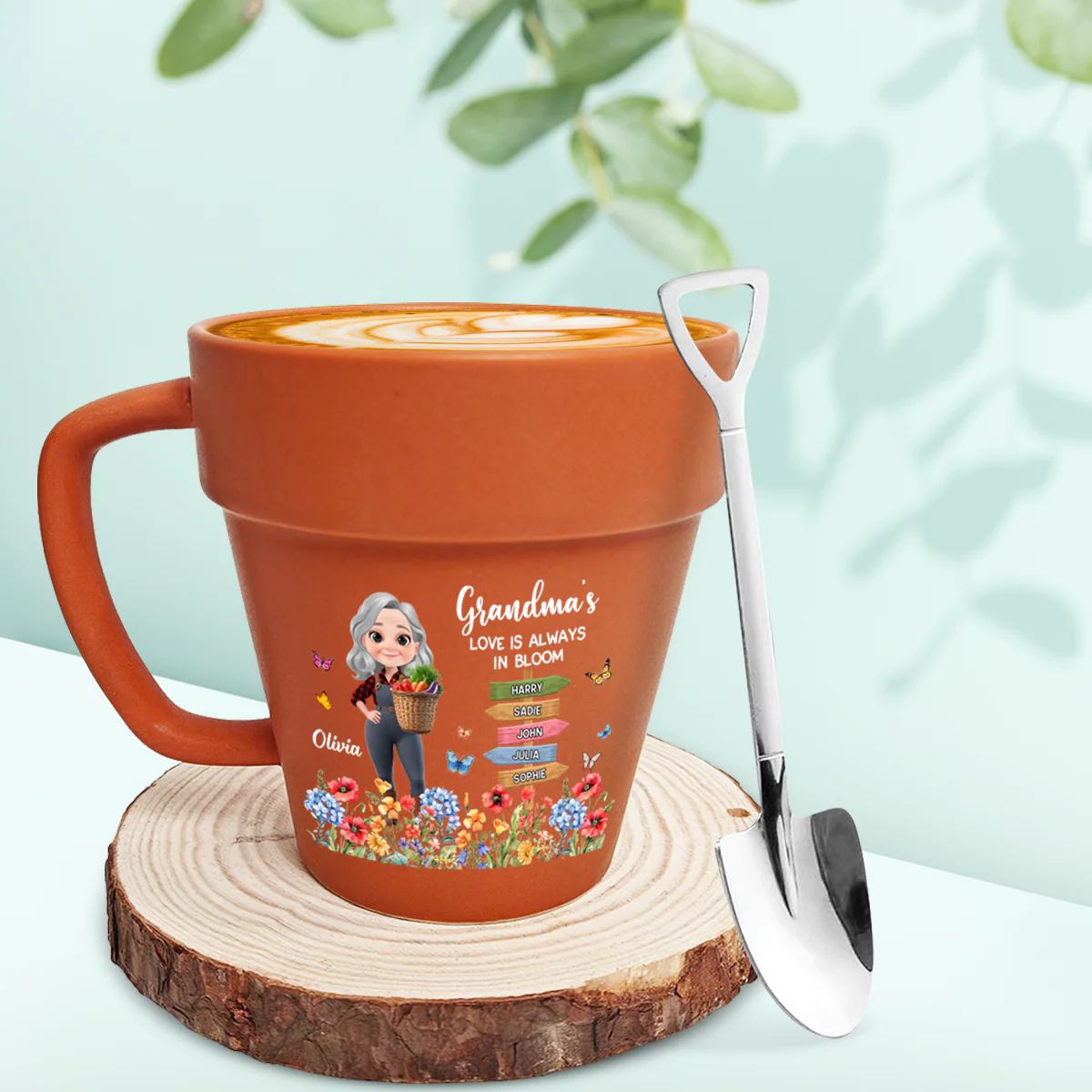 Garden Of Grandma Love Is Always In Bloom - Personalized Custom Plant Pot Mug - Image 3