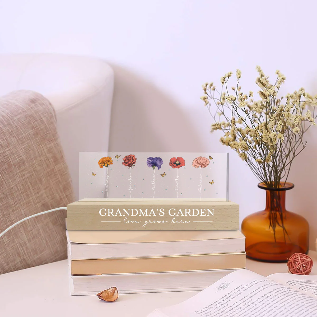 Garden Of Grandma - Personalized Custom Acrylic Letters 3D LED Night Light - Image 2