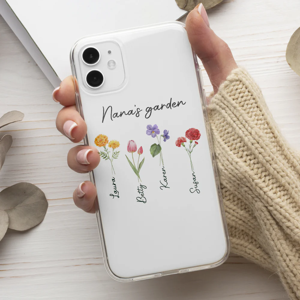 Garden Of Grandma With Birth Month Flowers - Personalized Custom Phone Case - Image 2