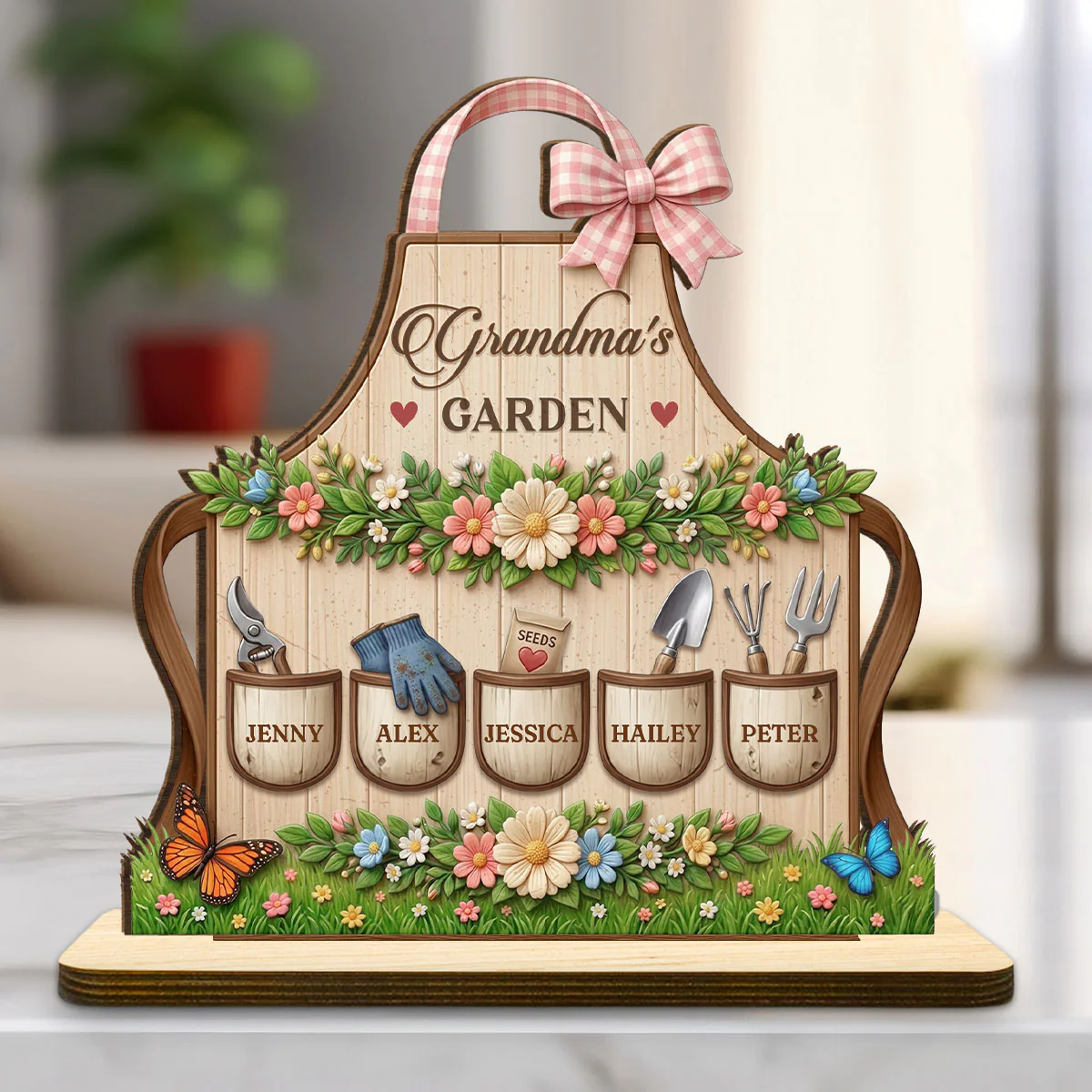 Garden Of Love - Personalized Custom 2-Layer Wood Plaque With Flat Base
