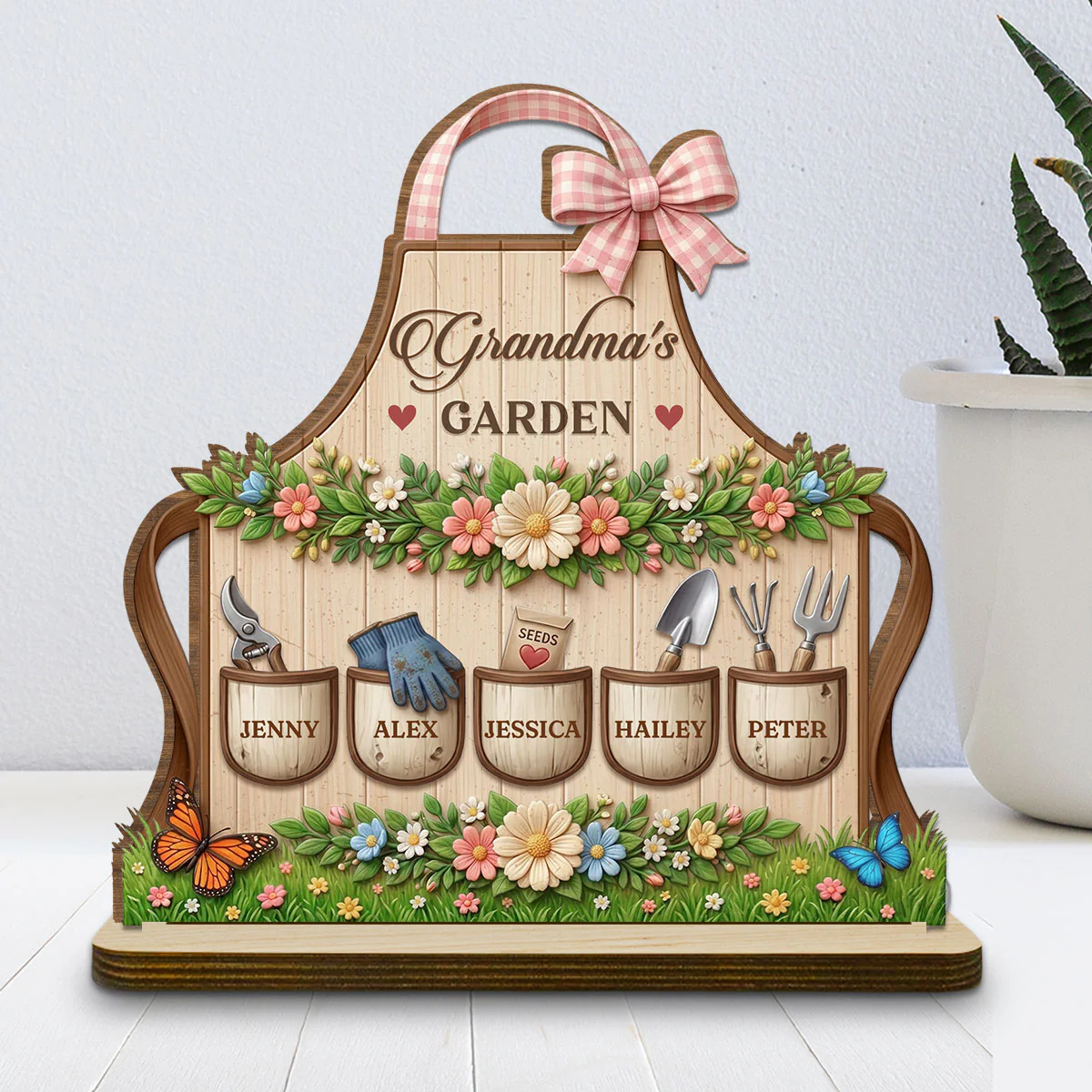Garden Of Love - Personalized Custom 2-Layer Wood Plaque With Flat Base - Image 2