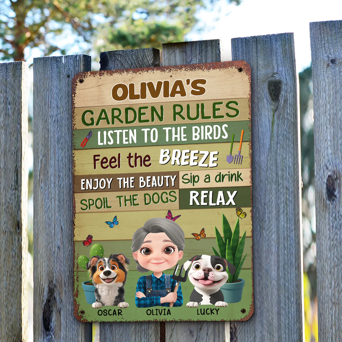 Garden Rule Cartoon - Personalized Custom Metal Sign - Image 4