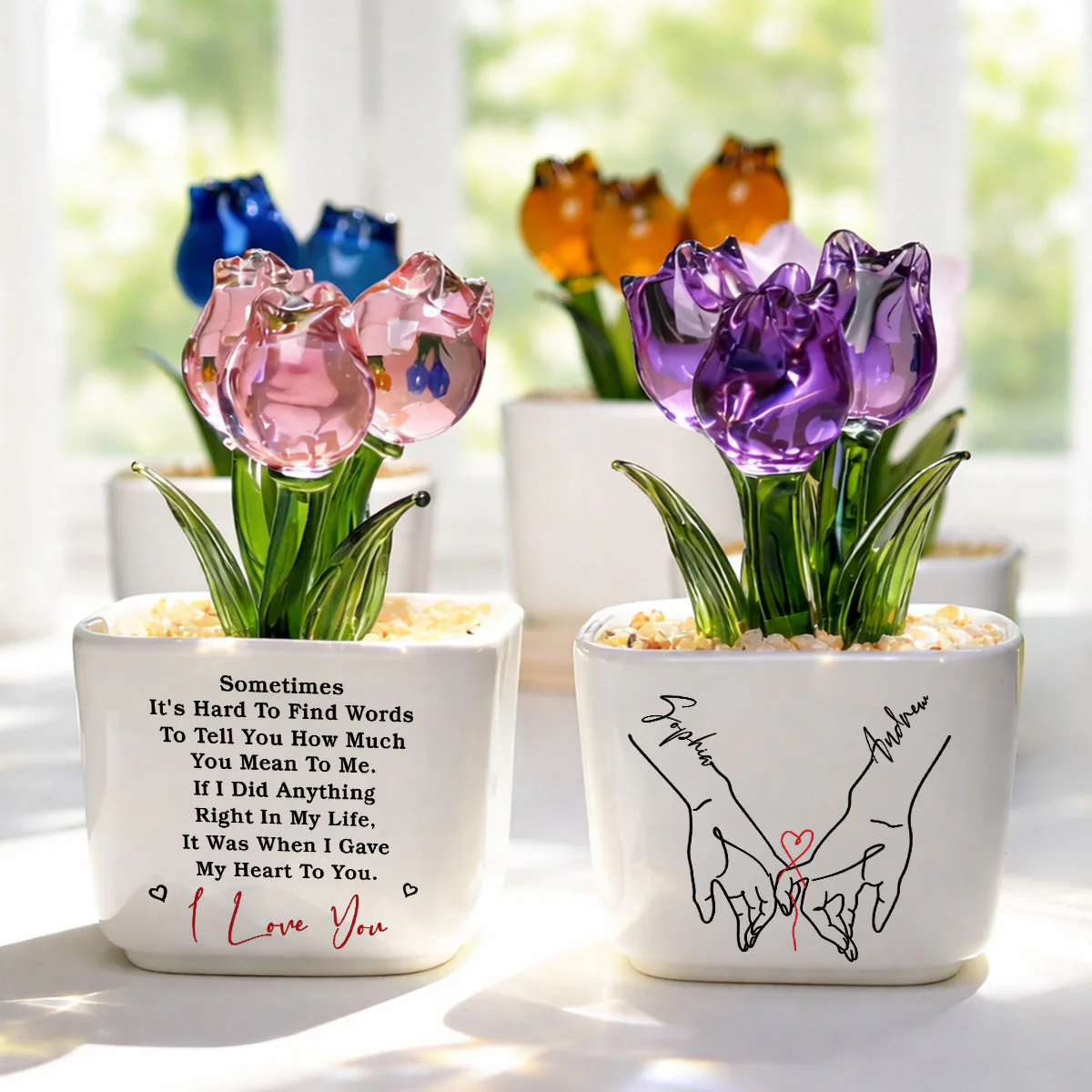 Gave My Heart To You - Personalized Custom Glass Everlasting Tulips - Image 4