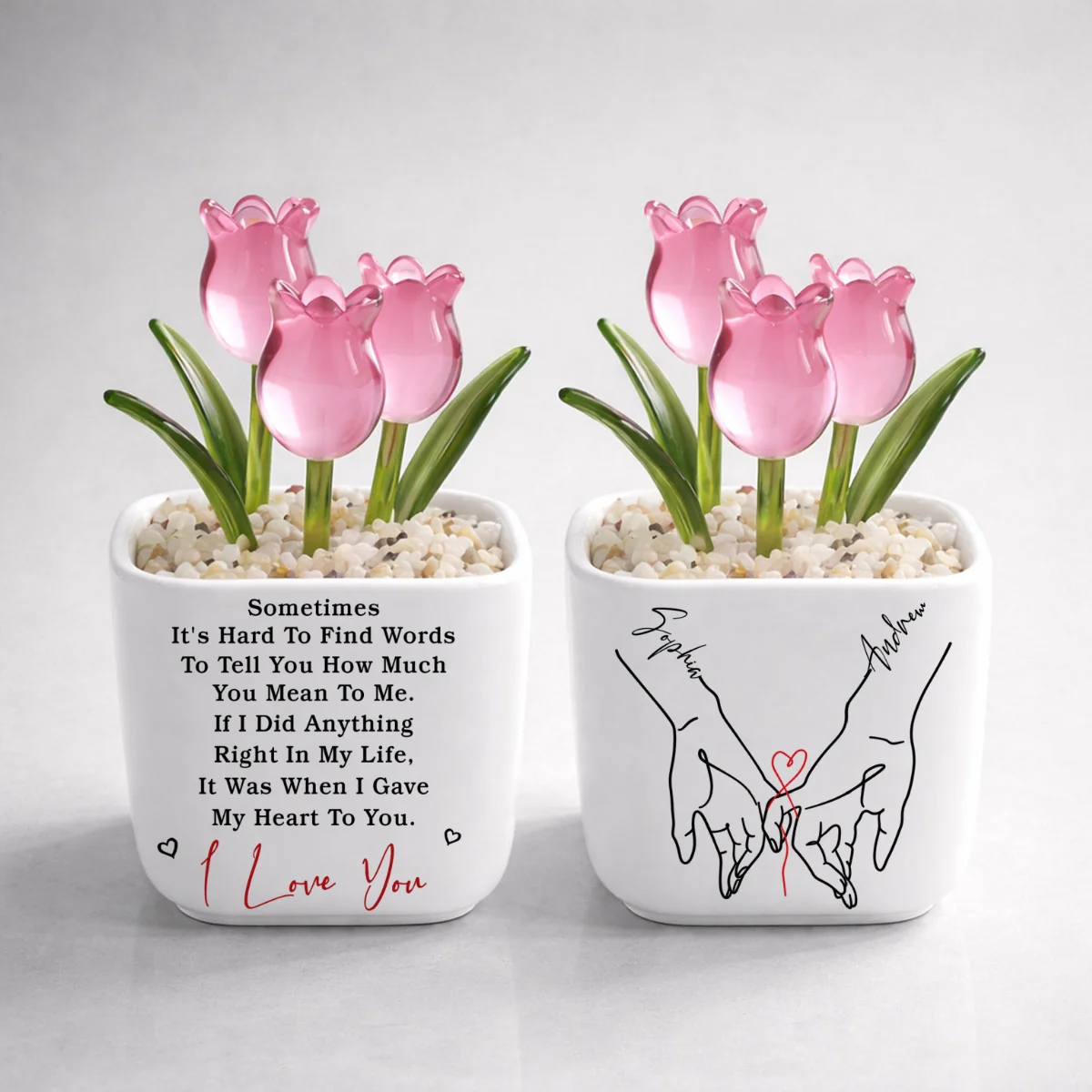Gave My Heart To You - Personalized Custom Glass Everlasting Tulips - Image 8