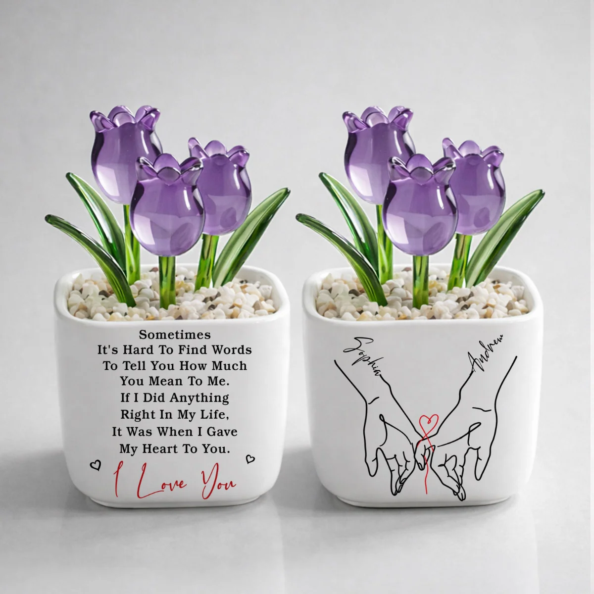 Gave My Heart To You - Personalized Custom Glass Everlasting Tulips - Image 9