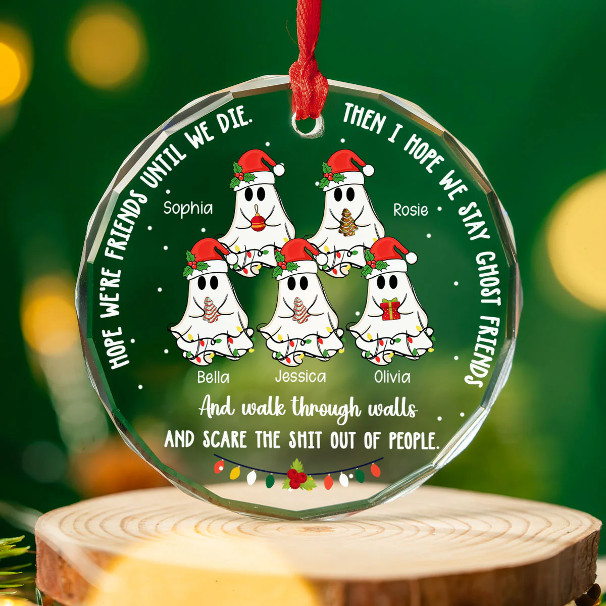 Ghost Friends - Personalized Custom Glass Ornament - Image 6