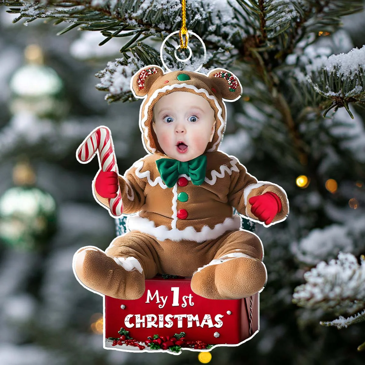 Ginger Baby Christmas - Personalized Custom Acrylic Ornament - Image 2