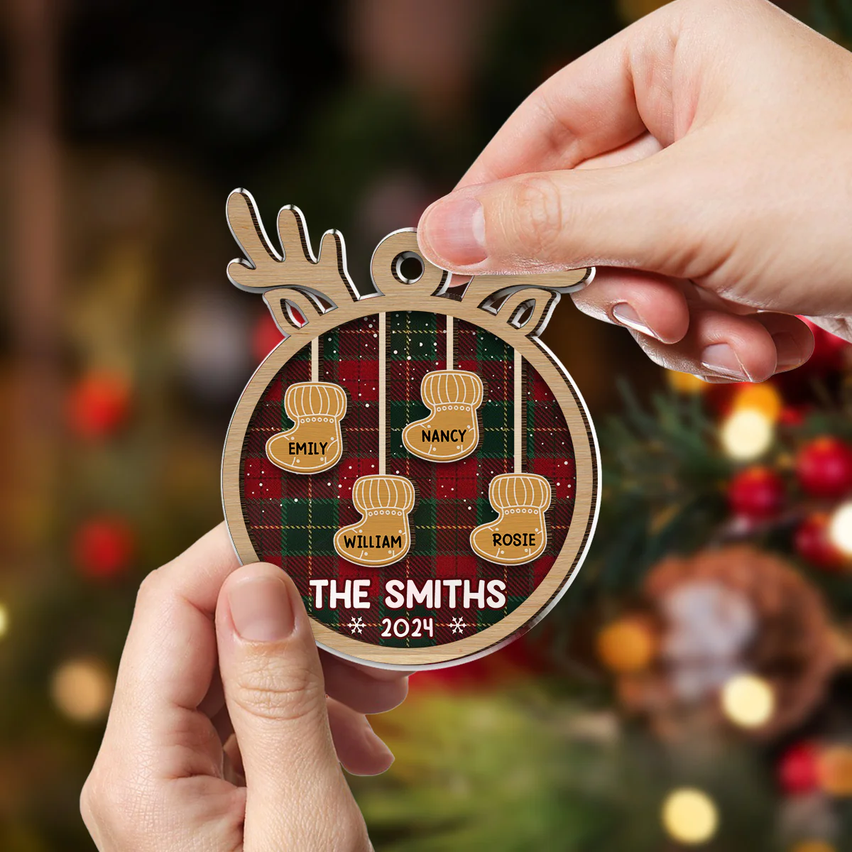 Ginger Family Christmas - Personalized Custom Wood And Acrylic Ornament - Image 4