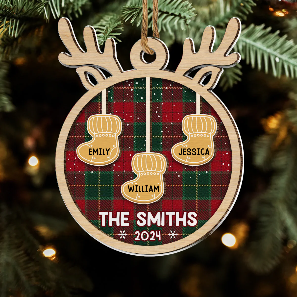 Ginger Family Christmas - Personalized Custom Wood And Acrylic Ornament - Image 5