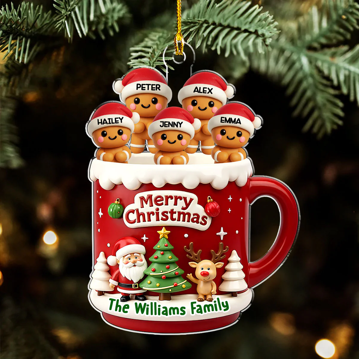 Ginger Family - Personalized Custom 3D Effect Acrylic Ornament - Image 2
