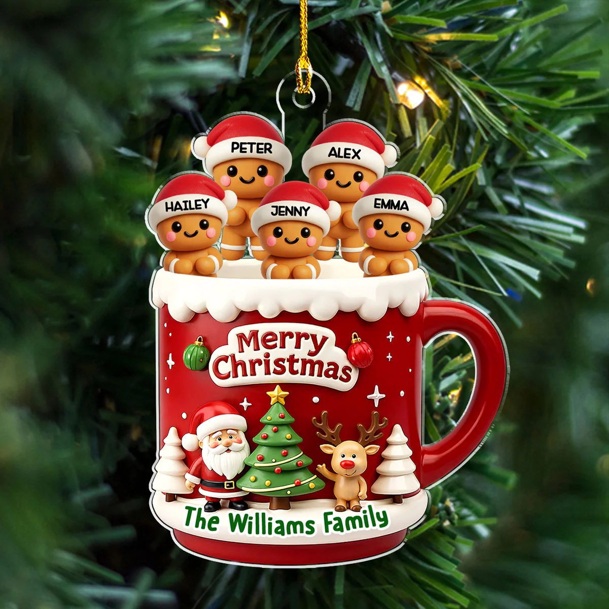 Ginger Family - Personalized Custom 3D Effect Acrylic Ornament - Image 5