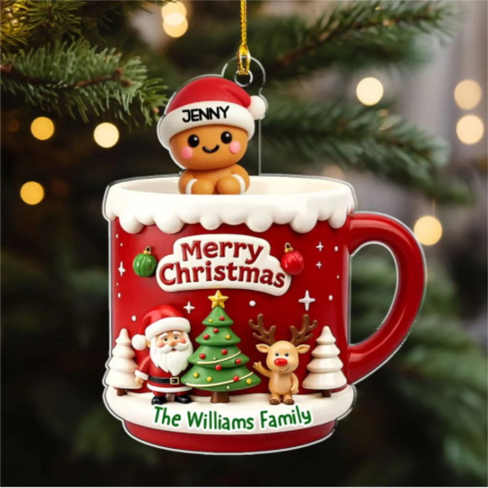 Ginger Family - Personalized Custom 3D Effect Acrylic Ornament - Image 7
