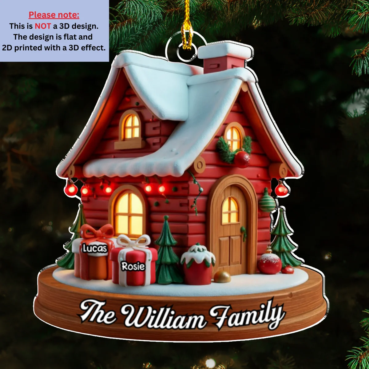 Ginger House - Personalized Custom 3D Effect Acrylic Ornament - Image 6