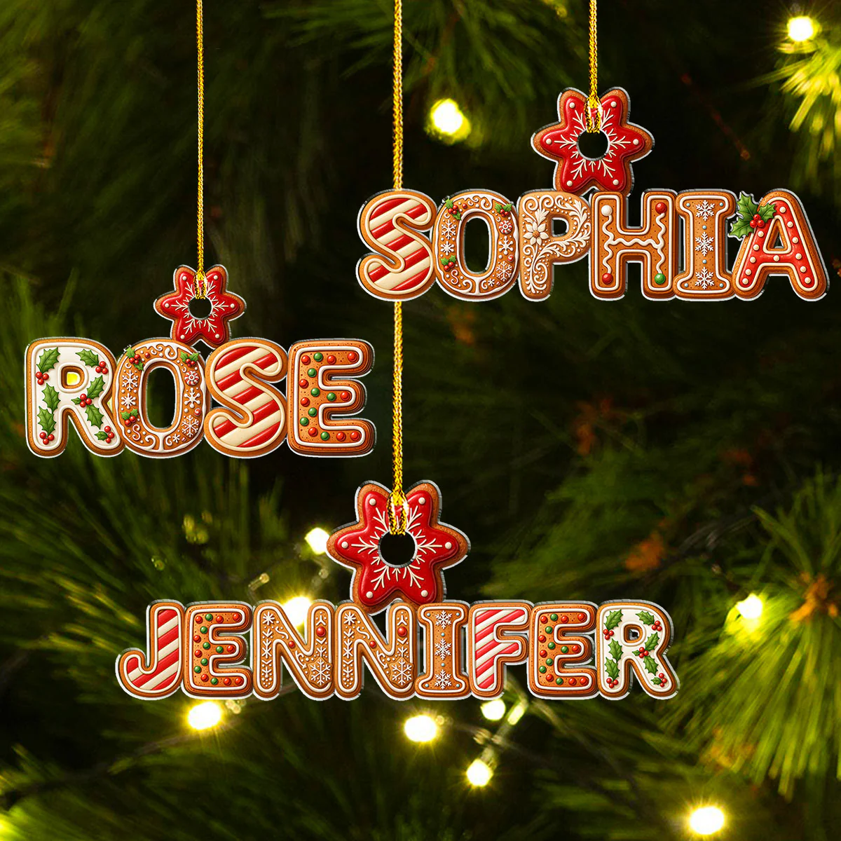 Gingerbear Letters - Personalized Custom Acrylic Ornament - Image 2
